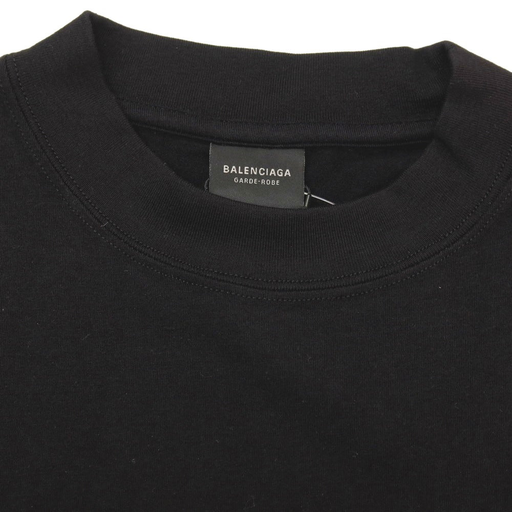【中古】【未使用】バレンシアガ BALENCIAGA GARDE-ROBE コットンポリウレタン クルーネック 長袖Ｔシャツ ブラック【サイズS】【 状態ランクS 】【 メンズ 】