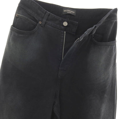 【中古】バレンシアガ BALENCIAGA コットン レイヤード風 ワイド デニムパンツ ジーンズ ブラックネイビー【サイズS】【 状態ランクB 】【 メンズ 】