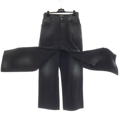 【中古】バレンシアガ BALENCIAGA コットン レイヤード風 ワイド デニムパンツ ジーンズ ブラックネイビー【サイズS】【 状態ランクB 】【 メンズ 】
