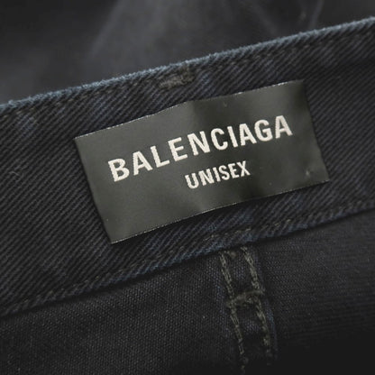 【中古】バレンシアガ BALENCIAGA コットン レイヤード風 ワイド デニムパンツ ジーンズ ブラックネイビー【サイズS】【 状態ランクB 】【 メンズ 】