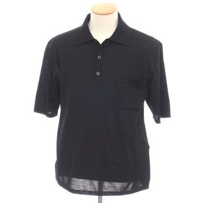 【中古】【未使用】サンローラン SAINT LAURENT ウール 半袖 ポロニット ブラック【サイズS】【 状態ランクS 】【 メンズ 】