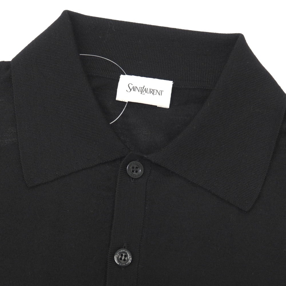 【中古】【未使用】サンローラン SAINT LAURENT ウール 半袖 ポロニット ブラック【サイズS】【 状態ランクS 】【 メンズ 】