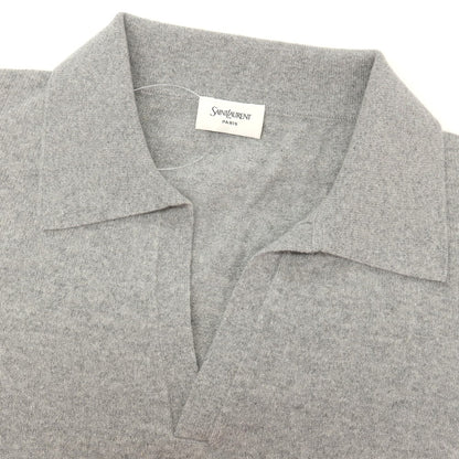 【中古】【未使用】サンローランパリ SAINT LAURENT PARIS スキッパー ウール 半袖 ポロニット グレー【サイズM】【 状態ランクS 】【 メンズ 】