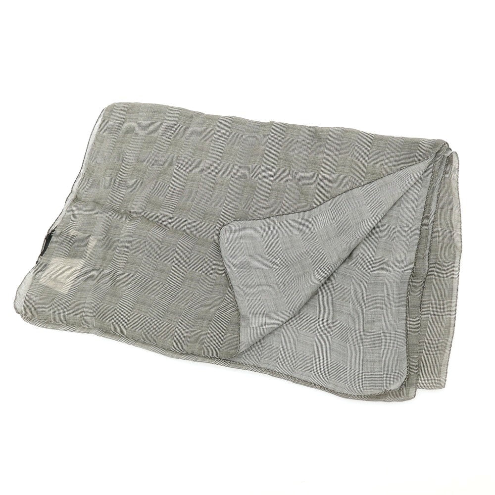 【中古】【未使用】サンローランパリ SAINT LAURENT PARIS シルク グレンチェック ストール ブラックxホワイト【 状態ランクS 】【 ユニセックス 】