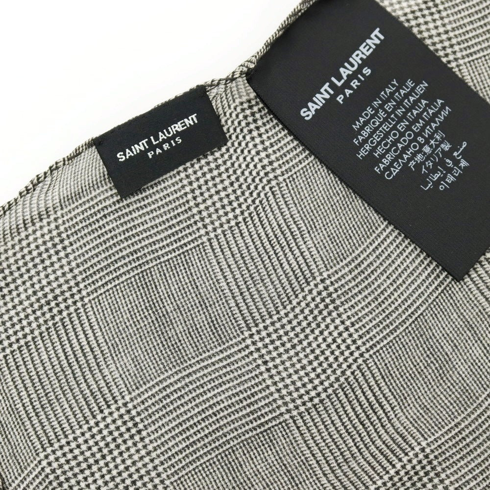 【中古】【未使用】サンローランパリ SAINT LAURENT PARIS シルク グレンチェック ストール ブラックxホワイト【ユニセックス】 中古】【未使用】サンローランパリ SAINT LAURENT PARIS シルク グレン