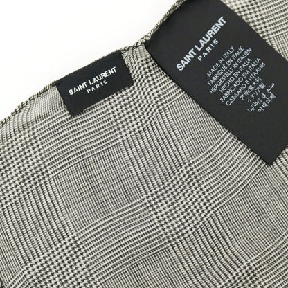 【中古】【未使用】サンローランパリ SAINT LAURENT PARIS シルク グレンチェック ストール ブラックxホワイト【 状態ランクS 】【 ユニセックス 】