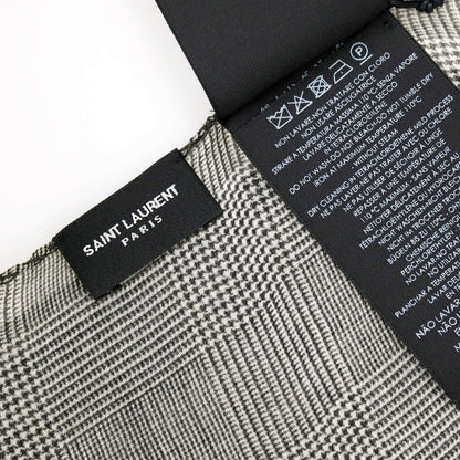 【中古】【未使用】サンローランパリ SAINT LAURENT PARIS シルク グレンチェック ストール ブラックxホワイト【 状態ランクS 】【 ユニセックス 】