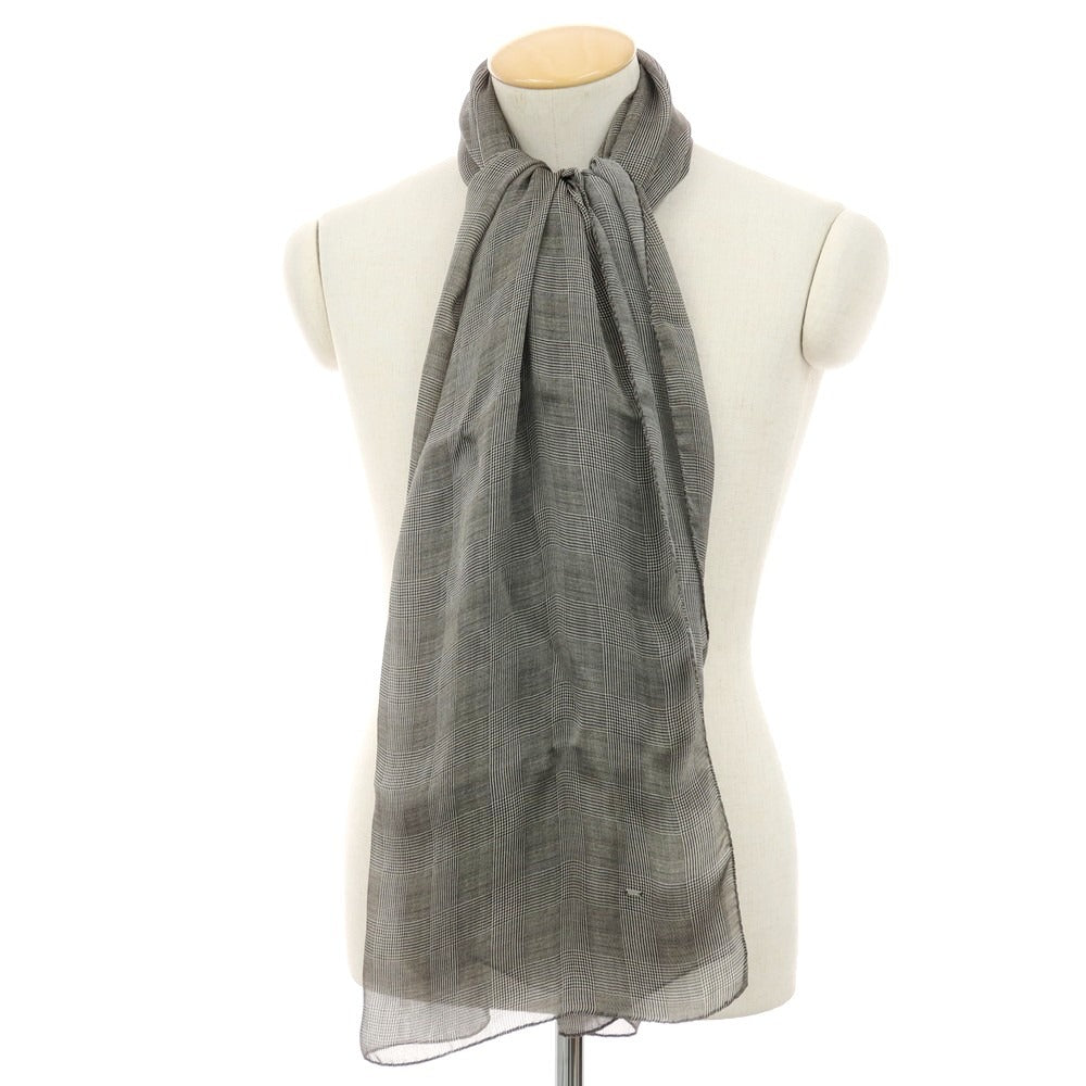【中古】【未使用】サンローランパリ SAINT LAURENT PARIS シルク グレンチェック ストール ブラックxホワイト【 状態ランクS 】【 ユニセックス 】