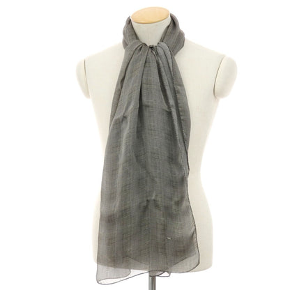 【中古】【未使用】サンローランパリ SAINT LAURENT PARIS シルク グレンチェック ストール ブラックxホワイト【 状態ランクS 】【 ユニセックス 】