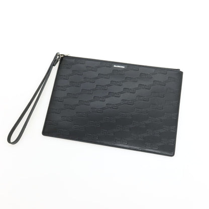 【中古】【未使用】バレンシアガ BALENCIAGA レザー クラッチバッグ ブラック【 状態ランクS 】【 メンズ 】