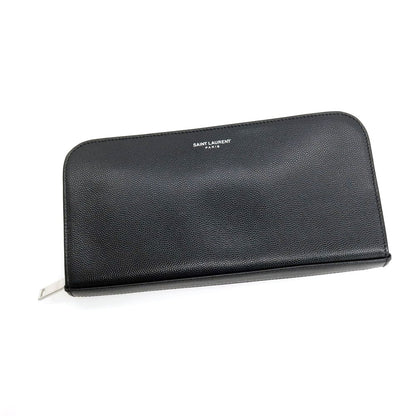 【SALE10%OFF/返品不可】【中古】サンローランパリ SAINT LAURENT PARIS レザー ラウンドジップ 長財布 ブラック【 状態ランクA 】【 メンズ 】