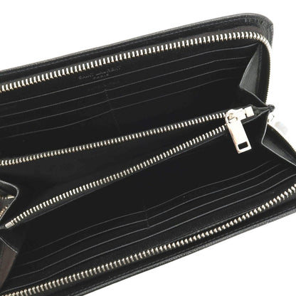 【SALE10%OFF/返品不可】【中古】サンローランパリ SAINT LAURENT PARIS レザー ラウンドジップ 長財布 ブラック【 状態ランクA 】【 メンズ 】