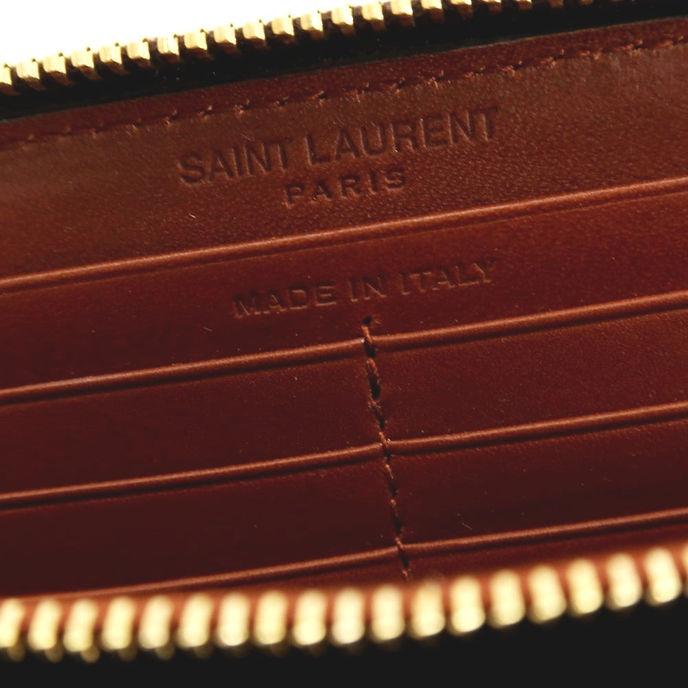 【SALE10%OFF/返品不可】【中古】サンローランパリ SAINT LAURENT PARIS ル・モノグラム レザー ラウンドジップ 長財布 ダークブラウン【 状態ランクA 】【 ユニセックス 】