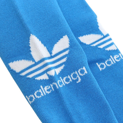 【中古】【未使用】バレンシアガ BALENCIAGA × adidas コットンナイロンポリウレタン サッカーソックス 靴下 ブルー【サイズXL(28～30cm)】【 状態ランクS 】【 メンズ 】