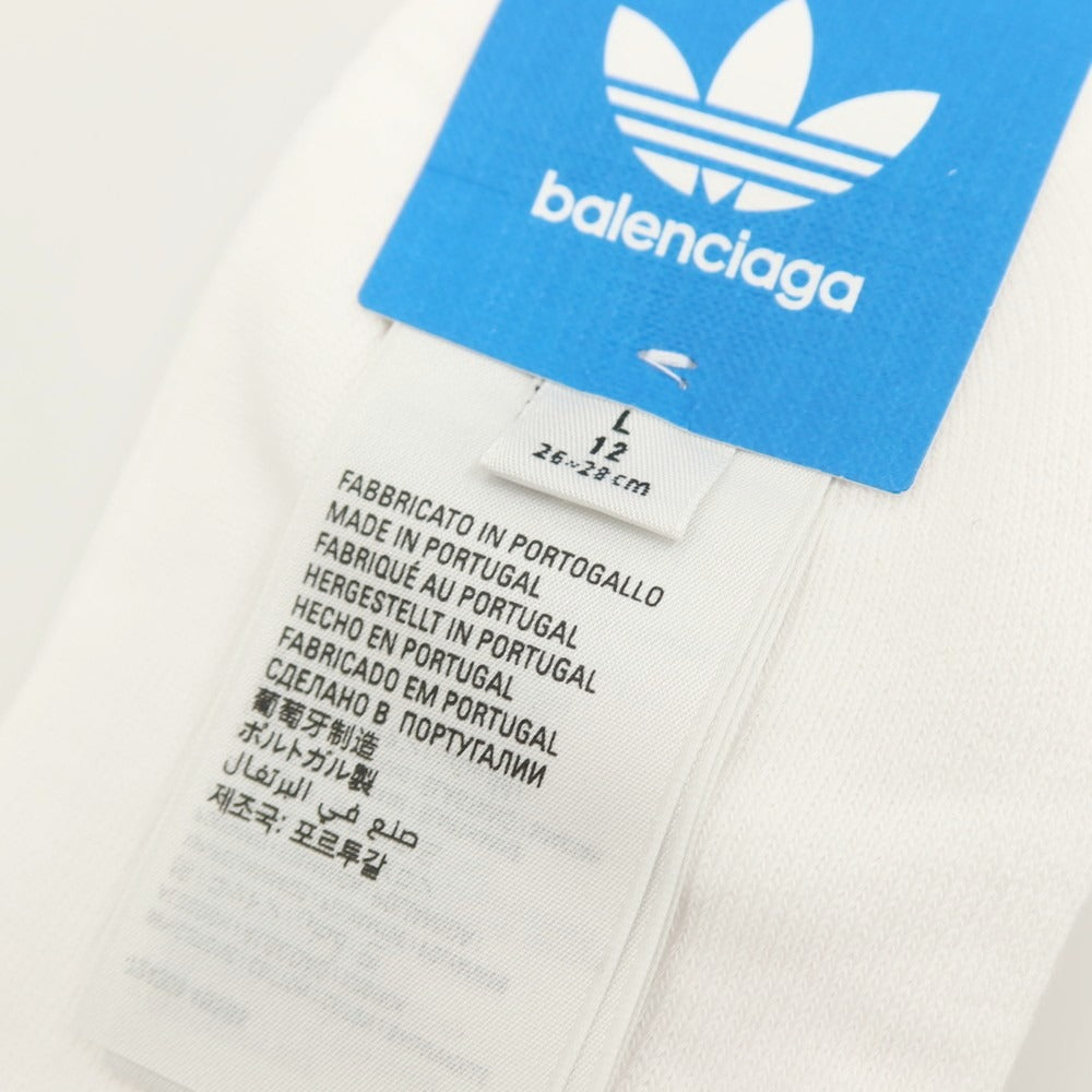 【中古】【未使用】バレンシアガ BALENCIAGA × adidas コットンナイロンポリウレタン サッカーソックス 靴下 ホワイト【サイズL（26～28cm）】【 状態ランクS 】【 メンズ 】
