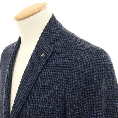 【中古】タリアトーレ TAGLIATORE ウールコットン ハウンドトゥース 2B テーラードジャケット ネイビーxブラック【サイズ44】【 状態ランクC 】【 メンズ 】