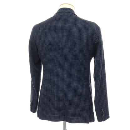 【中古】タリアトーレ TAGLIATORE ウールコットン ハウンドトゥース 2B テーラードジャケット ネイビーxブラック【サイズ44】【 状態ランクC 】【 メンズ 】