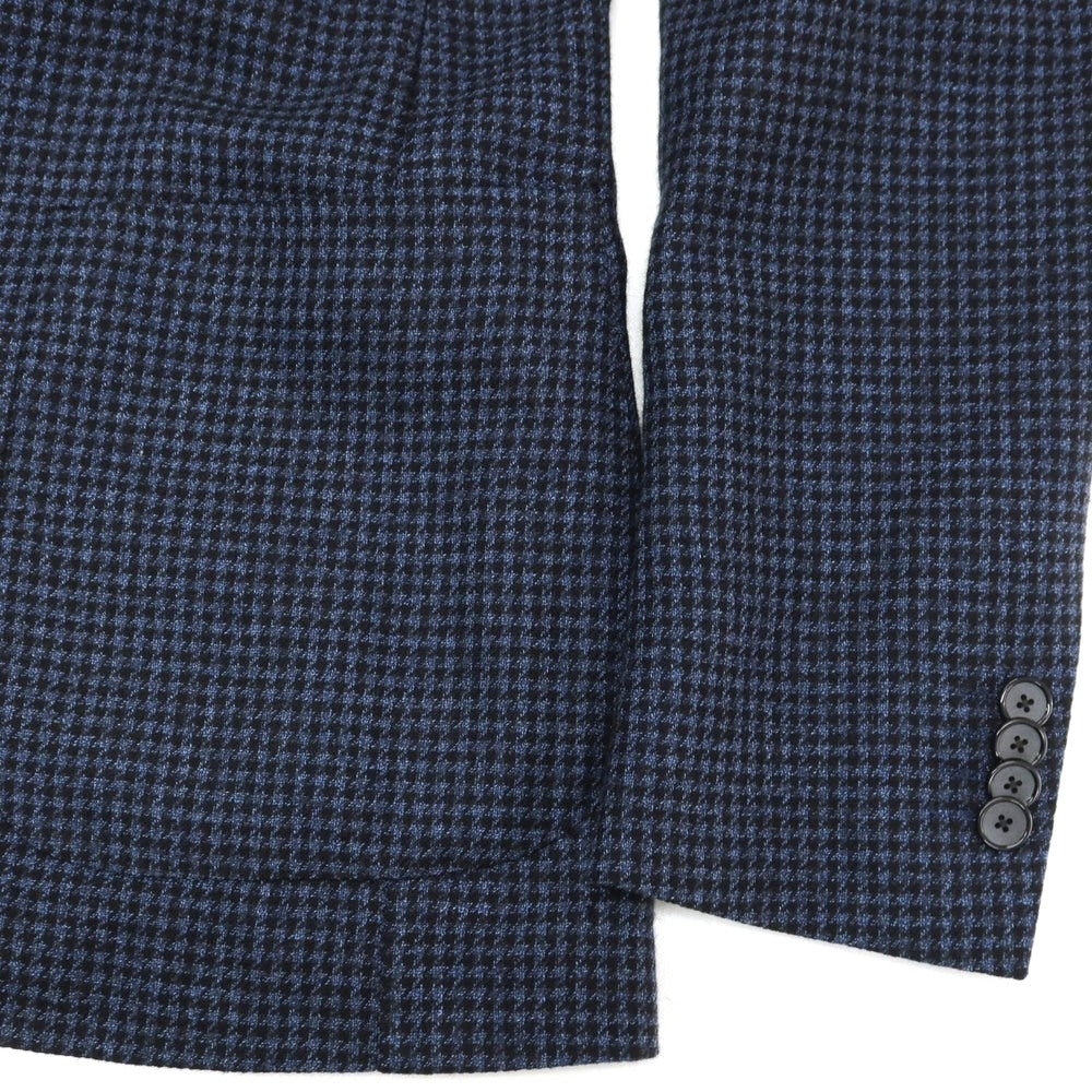 【中古】タリアトーレ TAGLIATORE ウールコットン ハウンドトゥース 2B テーラードジャケット ネイビーxブラック【サイズ44】【 状態ランクC 】【 メンズ 】