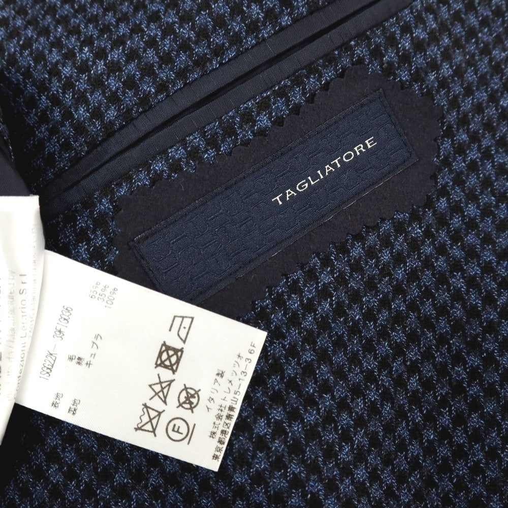 【中古】タリアトーレ TAGLIATORE ウールコットン ハウンドトゥース 2B テーラードジャケット ネイビーxブラック【サイズ44】【 状態ランクC 】【 メンズ 】