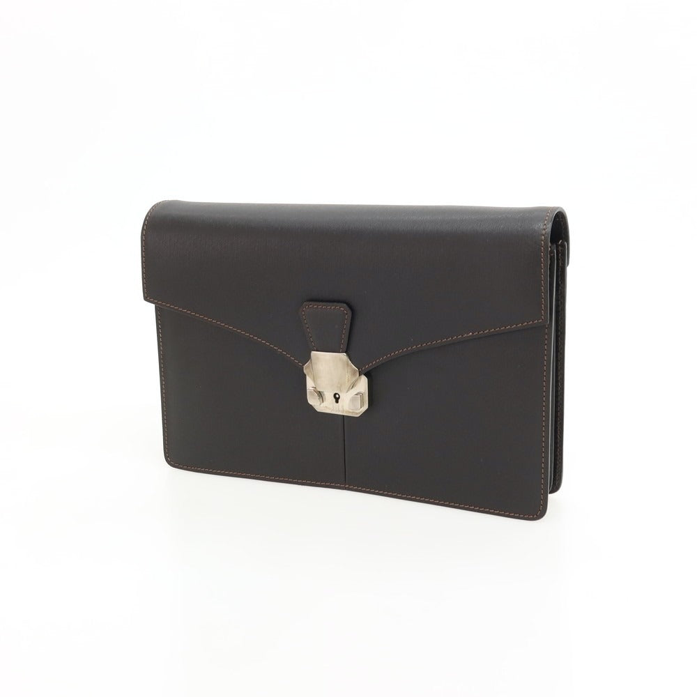 【中古】ダンヒル Dunhill 牛革 セカンドバッグ ダークブラウン【 状態ランクA 】【 メンズ 】