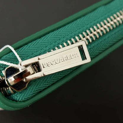【新品】ディースクエアード DSQUARED2 Spiker Zip Walle タンブルレザー 二つ折り財布 ホワイトxグリーン【 状態ランクN 】【 メンズ 】