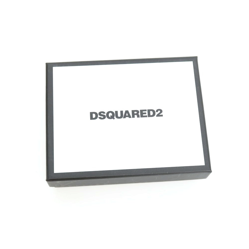 【新品】ディースクエアード DSQUARED2 Spiker Zip Walle タンブルレザー 二つ折り財布 ホワイトxグリーン【 状態ランクN 】【 メンズ 】