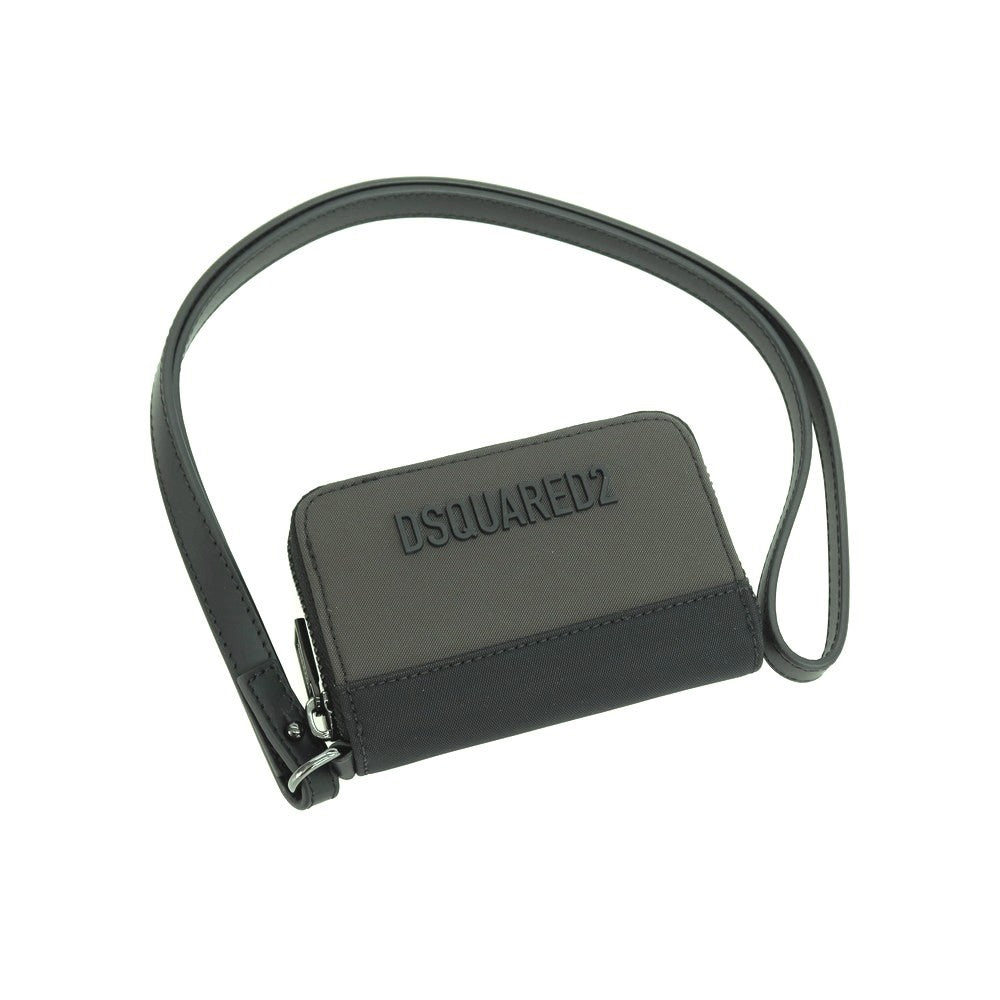 【新品】ディースクエアード DSQUARED2 ナイロン系 ネックストラップ付きコインカードウォレット 財布 ダークオリーブxブラック【 状態ランクN 】【 メンズ 】