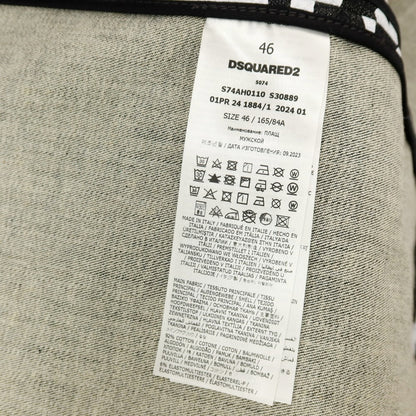【SALE50%OFF/返品不可】【新品アウトレット】ディースクエアード DSQUARED2 ストレッチ デニム D2 Pop 80’ ロゴプリント ステンカラーコート ブラックxホワイト【 サイズ46 】【 状態ランクN- 】【 メンズ 】