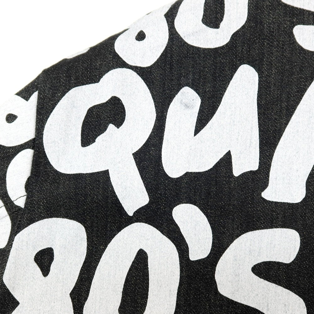 【新品アウトレット】ディースクエアード DSQUARED2 ストレッチ デニム D2 Pop 80’ ロゴプリント ステンカラーコート ブラックxホワイト【サイズ48】【 状態ランクN- 】【 メンズ 】