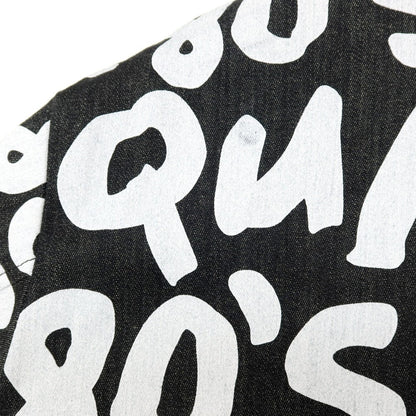 【新品アウトレット】ディースクエアード DSQUARED2 ストレッチ デニム D2 Pop 80’ ロゴプリント ステンカラーコート ブラックxホワイト【サイズ48】【 状態ランクN- 】【 メンズ 】