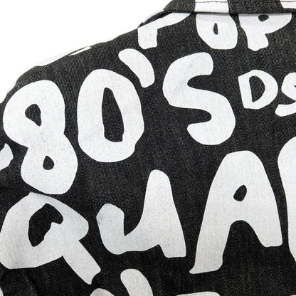 【SALE50%OFF/返品不可】【新品アウトレット】ディースクエアード DSQUARED2 ストレッチ デニム D2 Pop 80’ ロゴプリント ステンカラーコート ブラックxホワイト【 サイズ48 】【 状態ランクN- 】【 メンズ 】