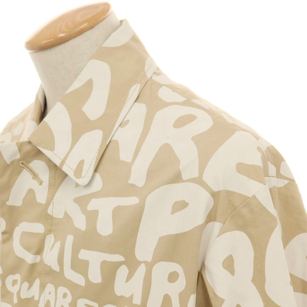 【新品アウトレット】ディースクエアード DSQUARED2 ストレッチ コットン D2 Pop 80’ ロゴプリント ステンカラーコート ベージュxホワイト【サイズ44】【 状態ランクN- 】【 メンズ 】