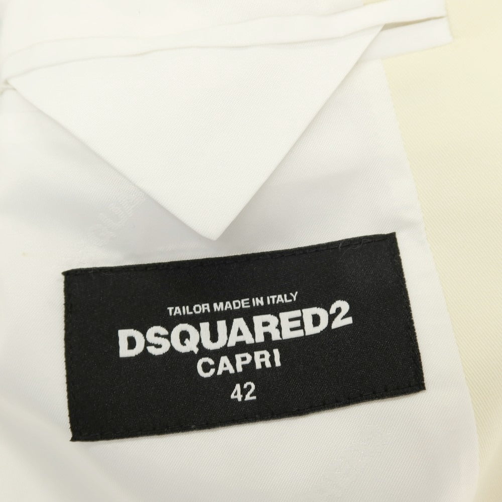 【新品】ディースクエアード DSQUARED2 CAPRI ツイルコットンポリウレタン 2つボタンスーツ セットアップ アイボリー【サイズ42】【 状態ランクN 】【 メンズ 】[CPD]