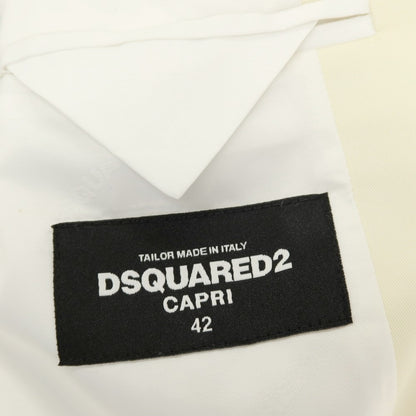 【新品】ディースクエアード DSQUARED2 CAPRI ツイルコットンポリウレタン 2つボタンスーツ セットアップ アイボリー【サイズ42】【 状態ランクN 】【 メンズ 】