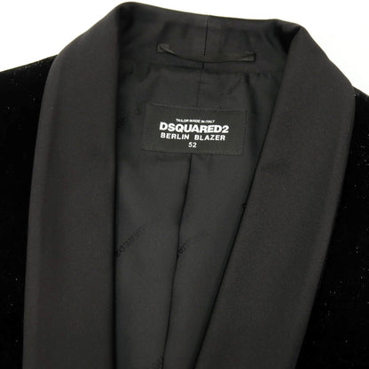 【新品】ディースクエアード DSQUARED2 BERLIN BLAZER ベルベット ラメ ショールカラー 1B タキシードジャケット ブラック【サイズ52】【 状態ランクN 】【 メンズ 】