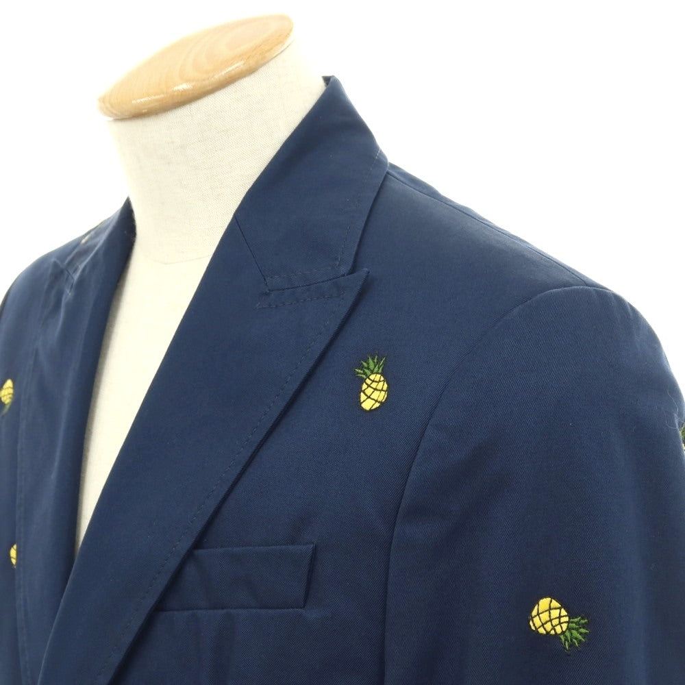 【新品】ディースクエアード DSQUARED2 Fruit Embroidery London コットン パイナップル 2B カジュアルジャケット ネイビーxイエロー【 サイズ44 】【 状態ランクN 】【 メンズ 】 [BPD]