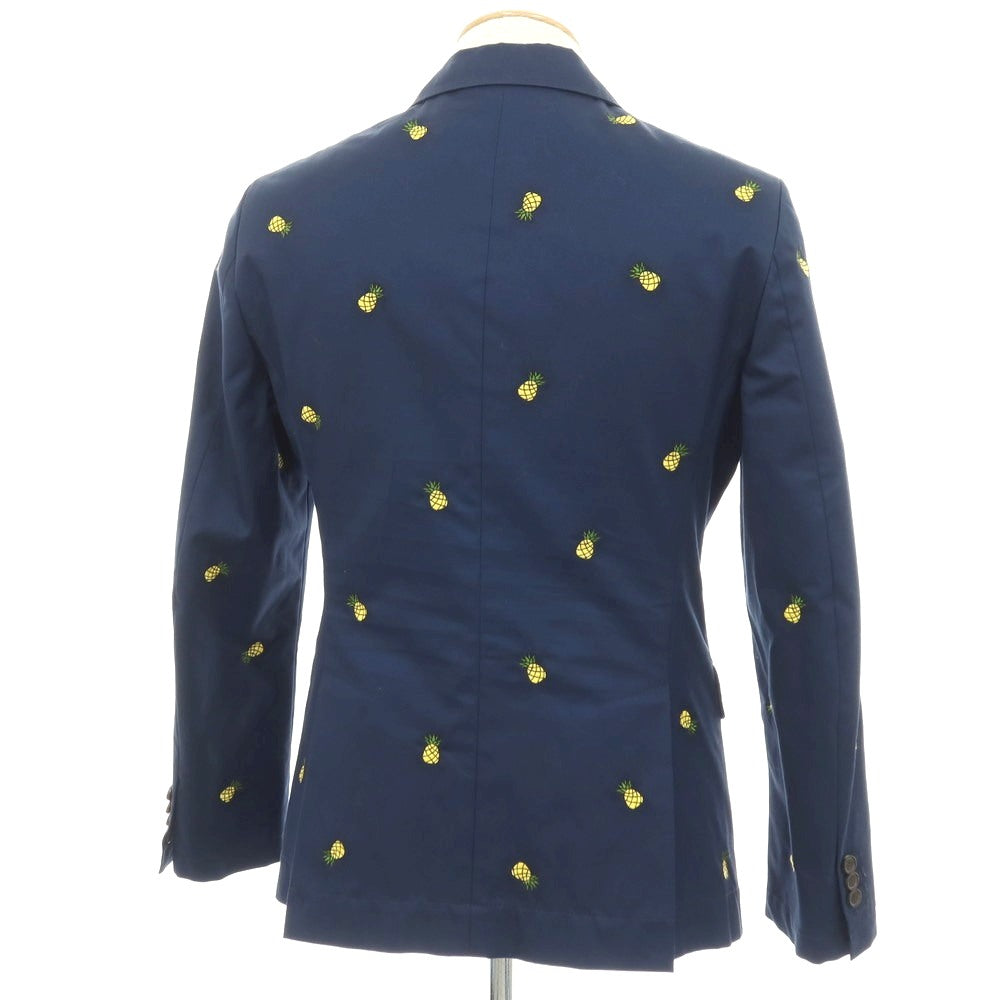 【新品】ディースクエアード DSQUARED2 Fruit Embroidery London コットン パイナップル 2B カジュアルジャケット ネイビーxイエロー【 サイズ44 】【 状態ランクN 】【 メンズ 】 [BPD]