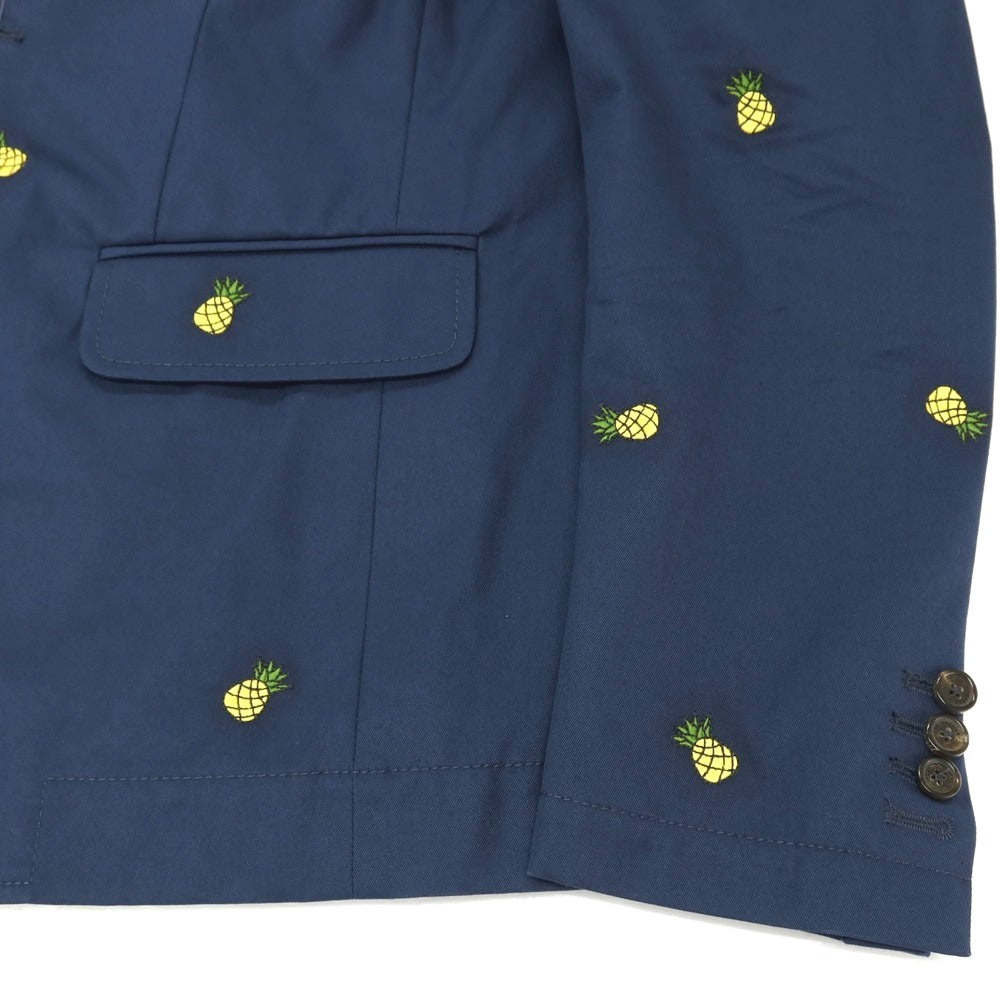 【新品】ディースクエアード DSQUARED2 Fruit Embroidery London コットン パイナップル 2B カジュアルジャケット ネイビーxイエロー【 サイズ44 】【 状態ランクN 】【 メンズ 】 [BPD]