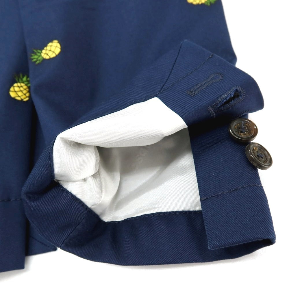 【新品】ディースクエアード DSQUARED2 Fruit Embroidery London コットン パイナップル 2B カジュアルジャケット ネイビーxイエロー【 サイズ44 】【 状態ランクN 】【 メンズ 】 [BPD]