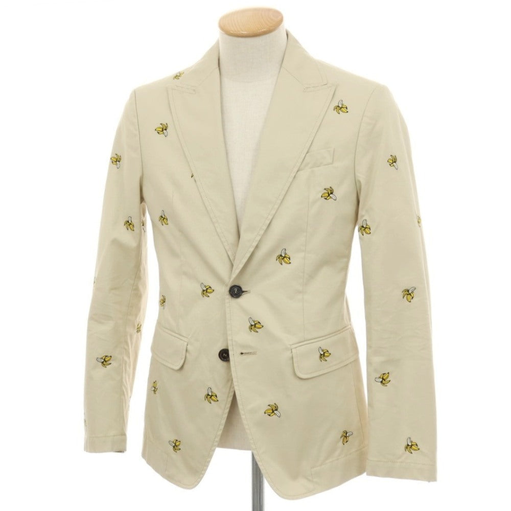【新品】ディースクエアード DSQUARED2 Fruit Embroidery London コットン バナナ 2B カジュアルジャケット ベージュxイエロー【サイズ44】【 状態ランクN 】【 メンズ 】