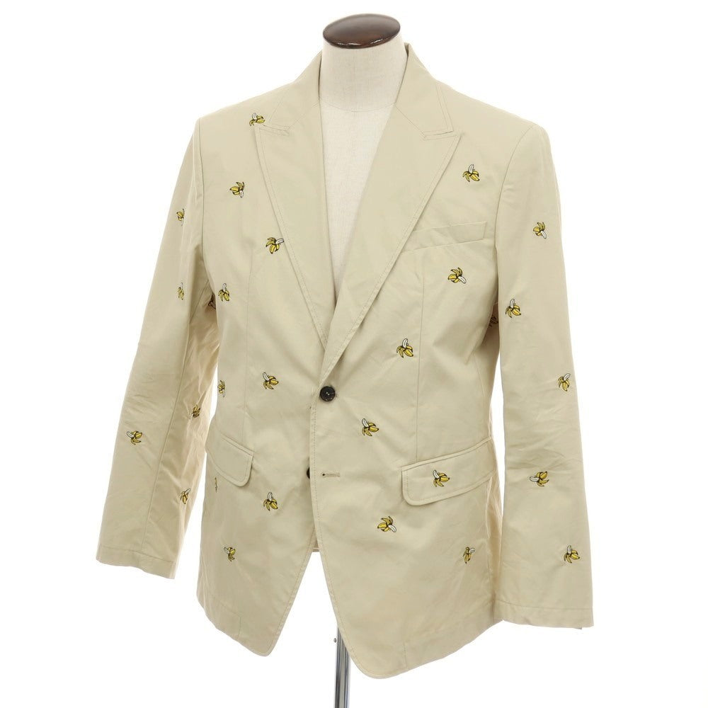【新品】ディースクエアード DSQUARED2 Fruit Embroidery London コットン バナナ 2B カジュアルジャケット ベージュxイエロー【サイズ56】【 状態ランクN 】【 メンズ 】[CPD]