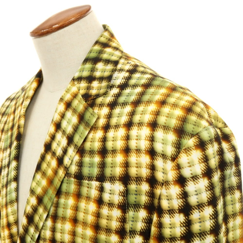 【新品】ディースクエアード DSQUARED2 コットン チェック柄プリント 2B テーラードジャケット イエローxグリーン【サイズ48】【 状態ランクN 】【 メンズ 】