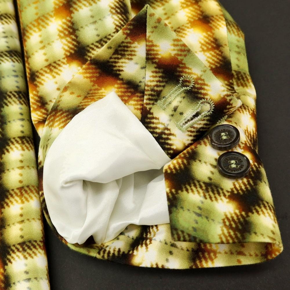 【新品】ディースクエアード DSQUARED2 コットン チェック柄プリント 2B テーラードジャケット イエローxグリーン【サイズ48】【 状態ランクN 】【 メンズ 】