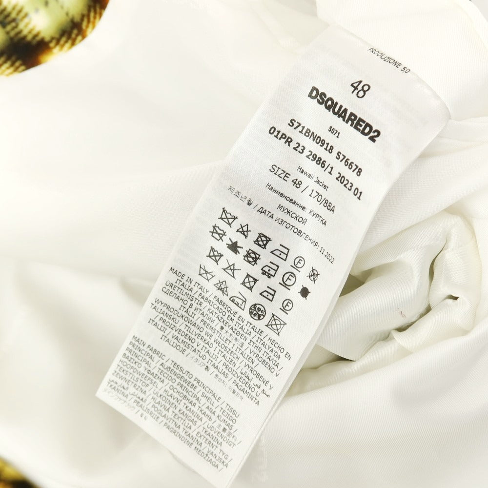 【新品】ディースクエアード DSQUARED2 コットン チェック柄プリント 2B テーラードジャケット イエローxグリーン【サイズ48】【 状態ランクN 】【 メンズ 】