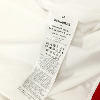 【新品】ディースクエアード DSQUARED2 コットンレーヨンポリウレタン ボウリング サテン ボンバージャケット ホワイト【サイズ44】【 状態ランクN 】【 メンズ 】