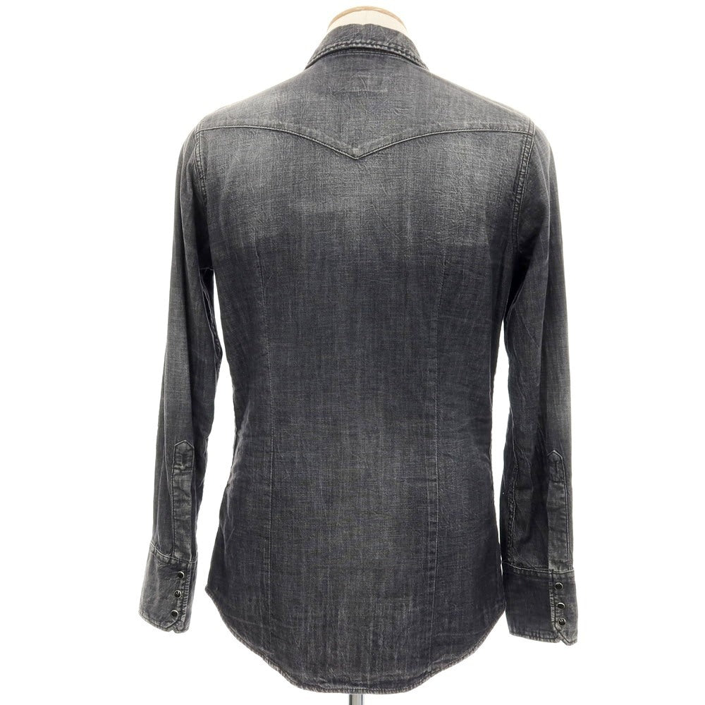 【新品】ディースクエアード DSQUARED2 Classic Westem Shirt ダメージ加工 コットン デニム ウエスタンシャツ ブラック【サイズ42】【 状態ランクN 】【 メンズ 】