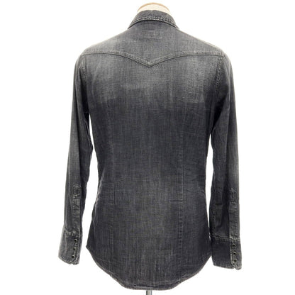 【新品】ディースクエアード DSQUARED2 Classic Westem Shirt ダメージ加工 コットン デニム ウエスタンシャツ ブラック【サイズ42】【 状態ランクN 】【 メンズ 】