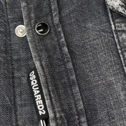 【新品】ディースクエアード DSQUARED2 Classic Westem Shirt ダメージ加工 コットン デニム ウエスタンシャツ ブラック【サイズ42】【 状態ランクN 】【 メンズ 】