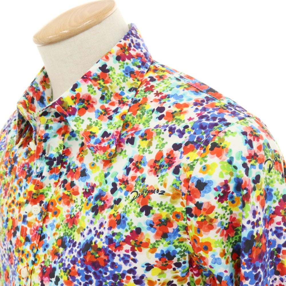 【新品】ディースクエアード DSQUARED2 Bob Shirt コットン フラワープリント カジュアルシャツ マルチカラー【サイズ44】【 状態ランクN 】【 メンズ 】
