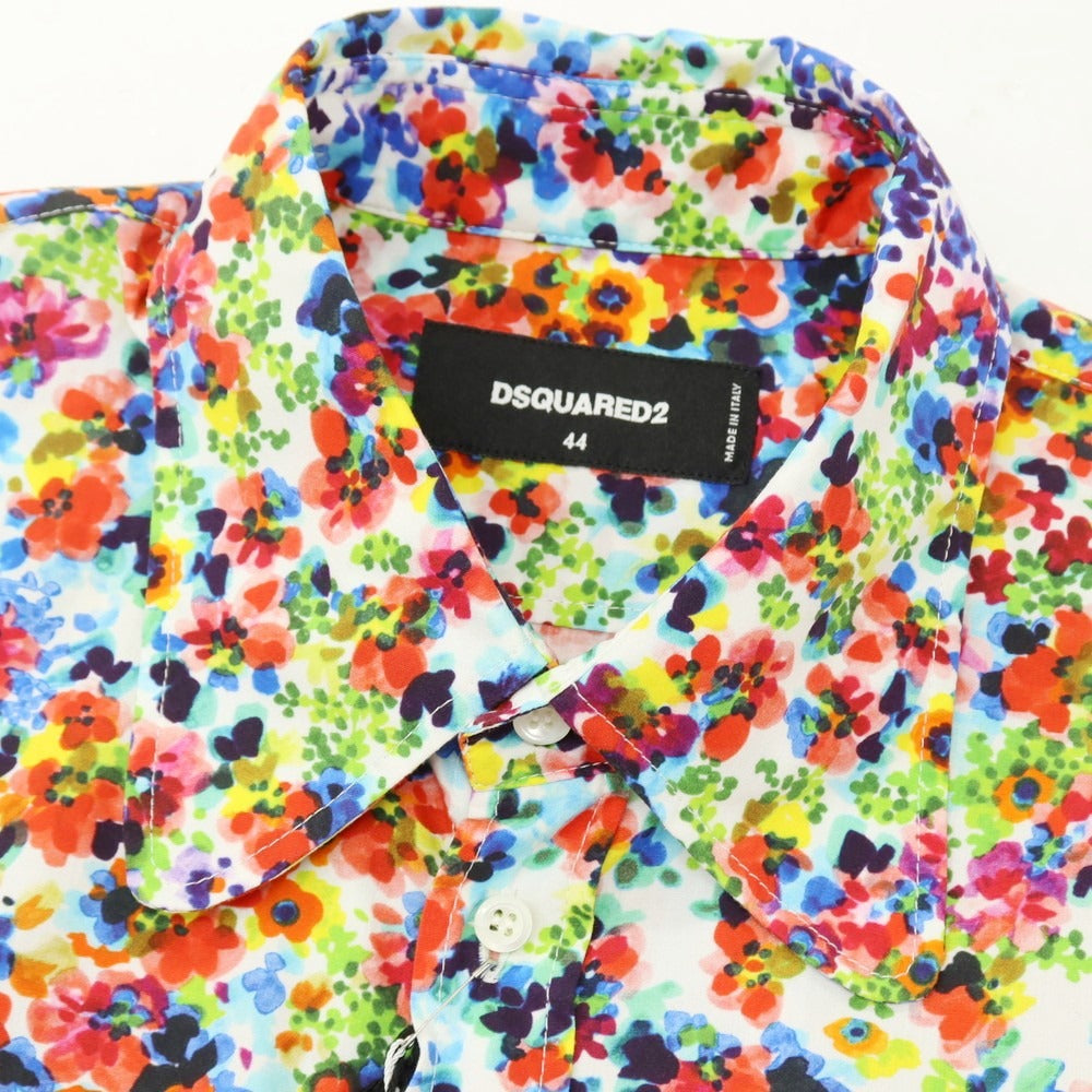 【新品】ディースクエアード DSQUARED2 Bob Shirt コットン フラワープリント カジュアルシャツ マルチカラー【サイズ44】【 状態ランクN 】【 メンズ 】